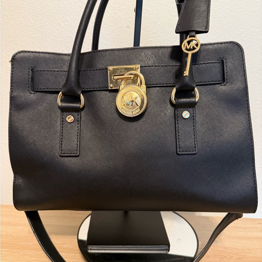 Michael Kors Black Satchel with Gold Accents